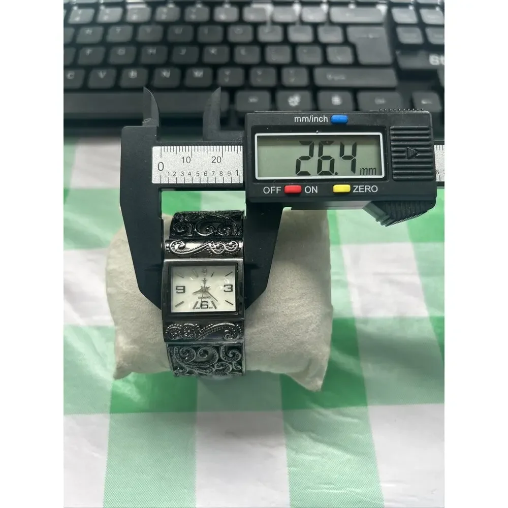 Cato Accutime Dark Silver/ Black Tone Women’s Cuff Watch